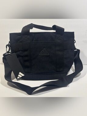 adidas Black Corduroy Tote / Crossbody Bag
